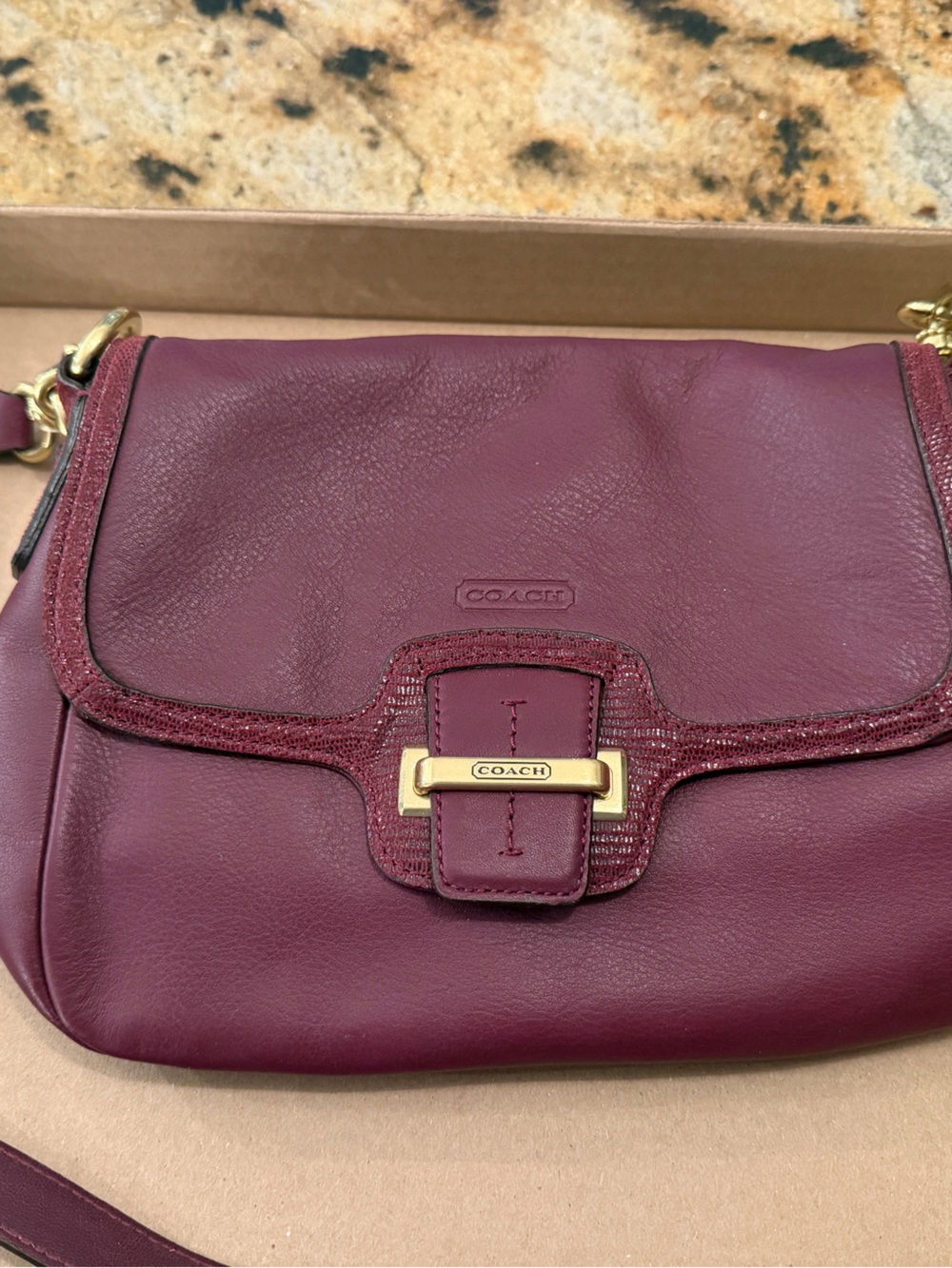 COACH Burgundy Leather Crossbody Bag